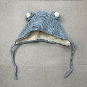 Hanna Andersson Blue Knit Hat with Bear Ears